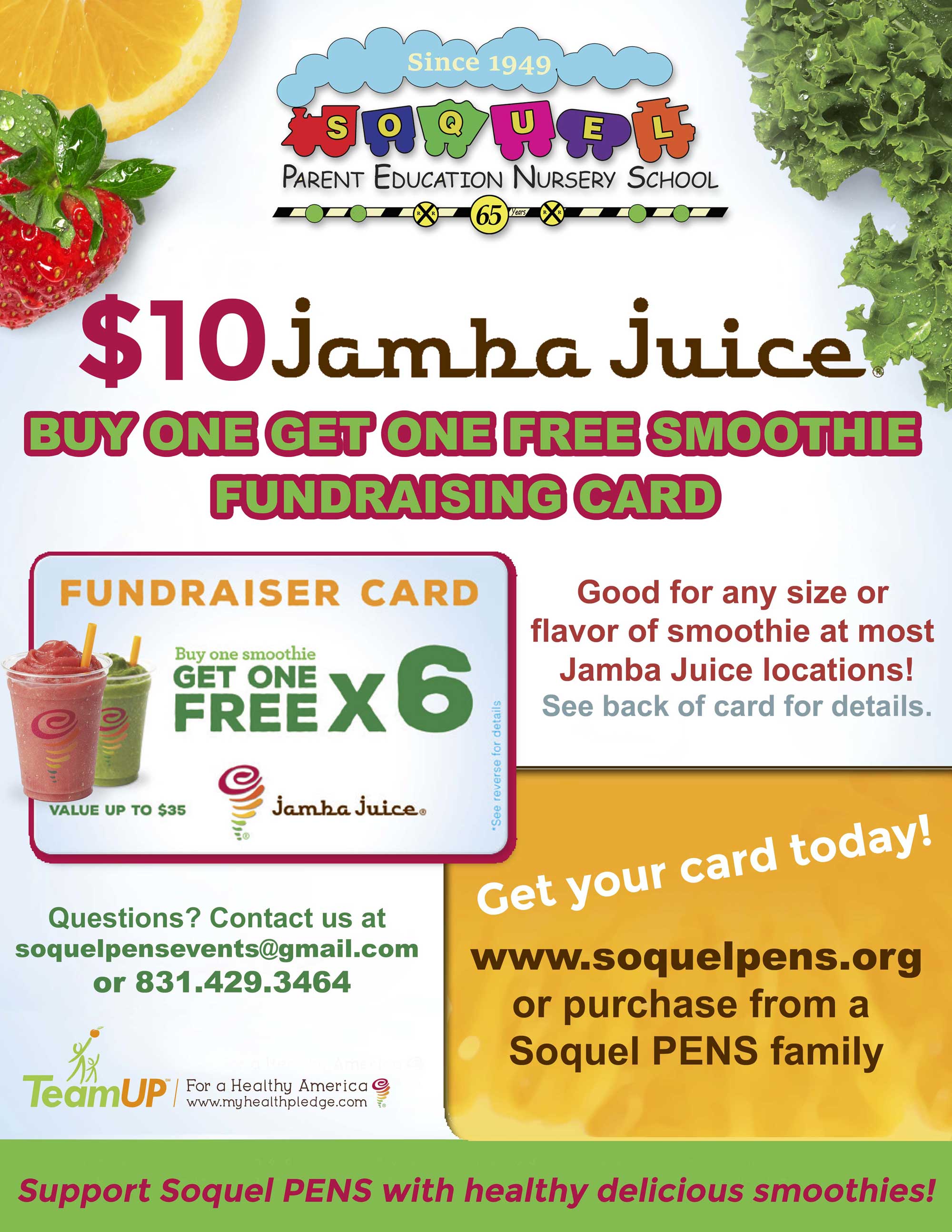 Jamba Juice Bogo Smoothie Fundraising Cards